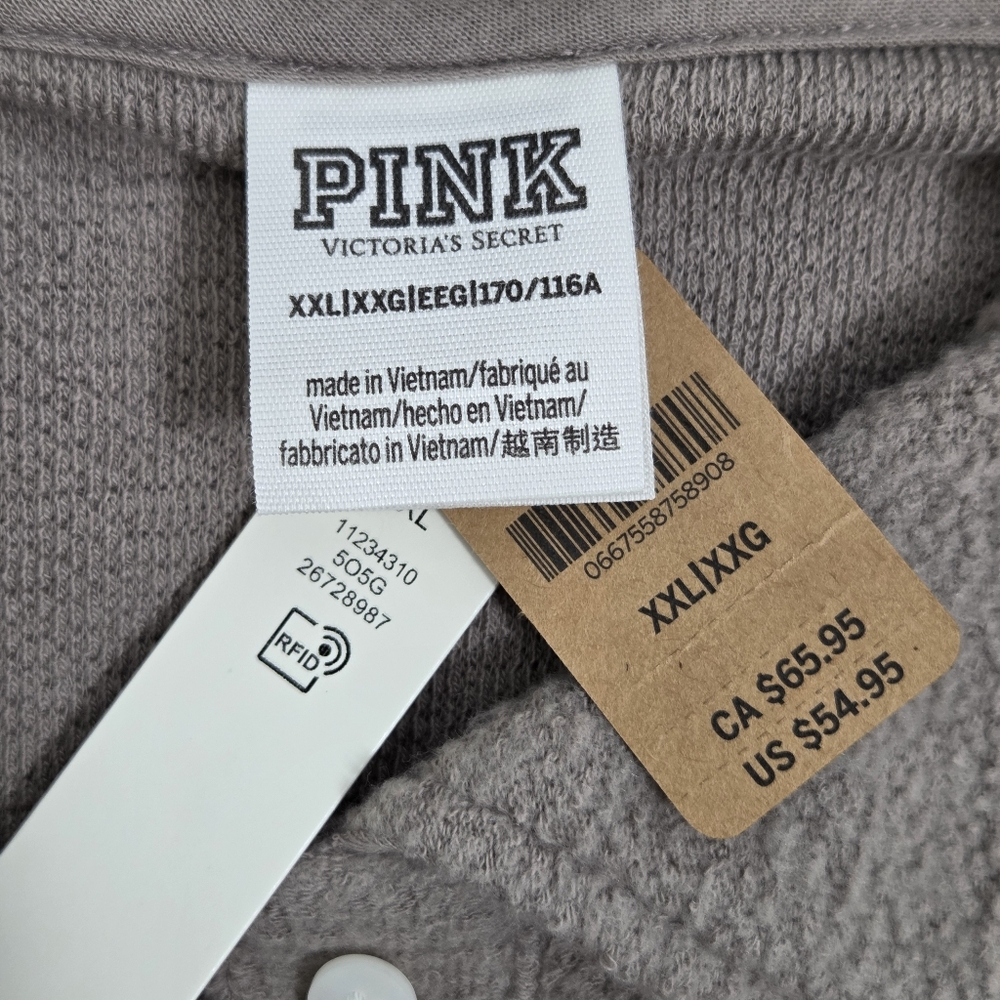PINK Victoria's Secret Brown Fleece Cropped Pullover XXL - Picture 6 of 11